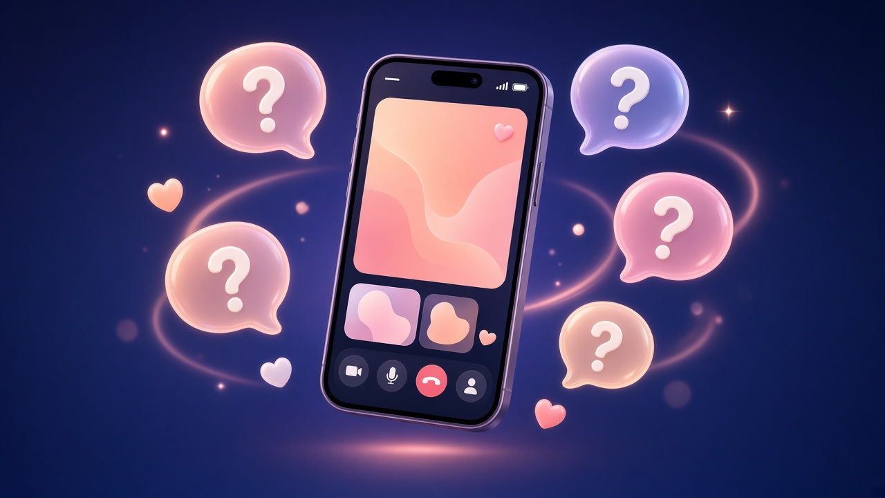 Two phones showing a flirty chat on a cafe table